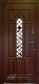 Остекленная дверь с отделкой МДФ с ковкой в коттедж с отделкой МДФ ПВХ - фото №2