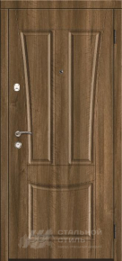 Утепленная взломостойкая дверь орех МДФ с фрезеровкой в дом с отделкой МДФ ПВХ - фото