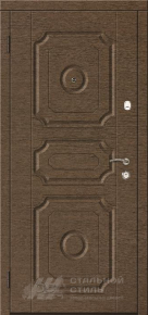 Утепленная взломостойкая дверь орех МДФ с фрезеровкой в дом с отделкой МДФ ПВХ - фото №2