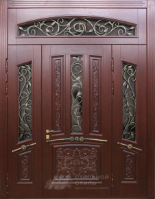 Парадная дверь №349 с отделкой Массив дуба - фото
