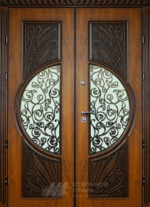 Парадная дверь №104 с отделкой Массив дуба - фото