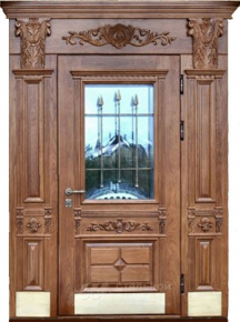 Парадная дверь №59 с отделкой Массив дуба - фото