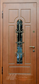 Железная дверь МДФ в дом со стеклопакетом с отделкой МДФ ПВХ - фото №2